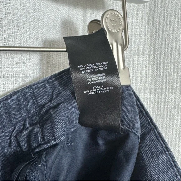 Aritzia The Limitless Pant Navy Wide Leg High Rise Linen Blend Size 8
